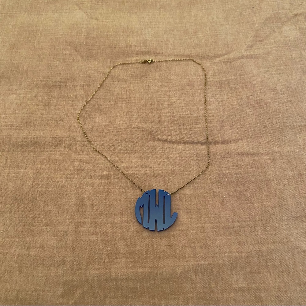 MLW monogram necklace moon and Lola blue acrylic
